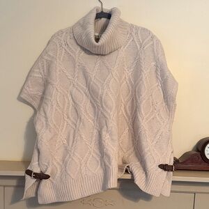 Max Studio Cable Knit Turtleneck Sweater - Cream